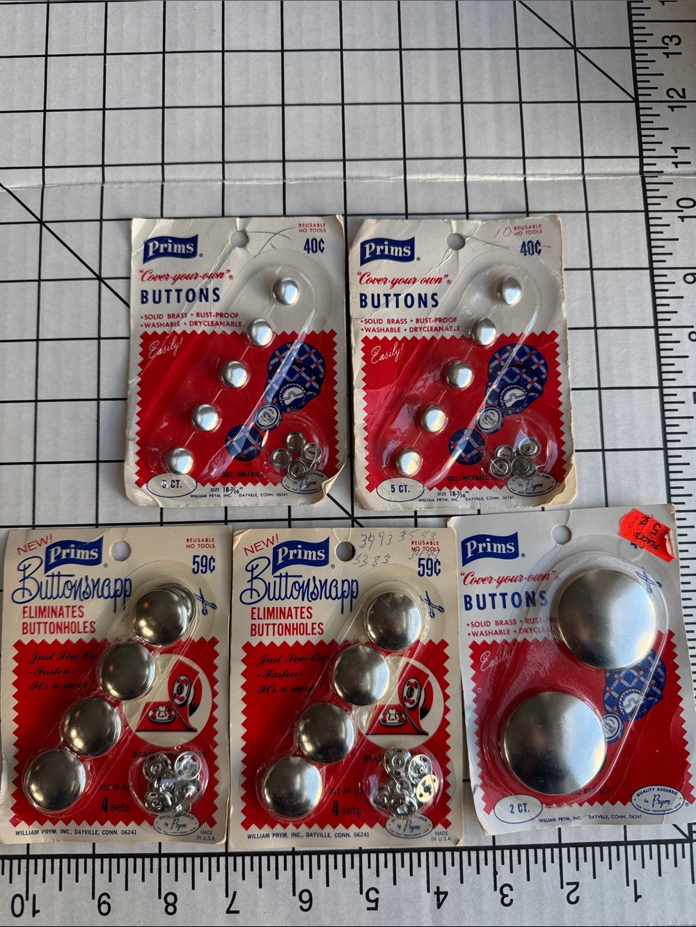 Vintage Prims Cover Your Own Buttons Lot Buttonsnapp No Sew Sewing Supplies USA